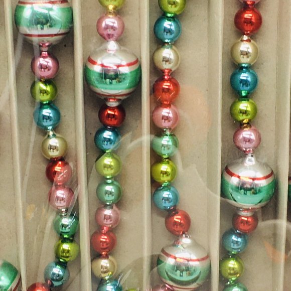 Radko Shiny Brite Glass Christmas Tree Garland Ball 7ft Red Pink Aqua Green Blue - Picture 6 of 6